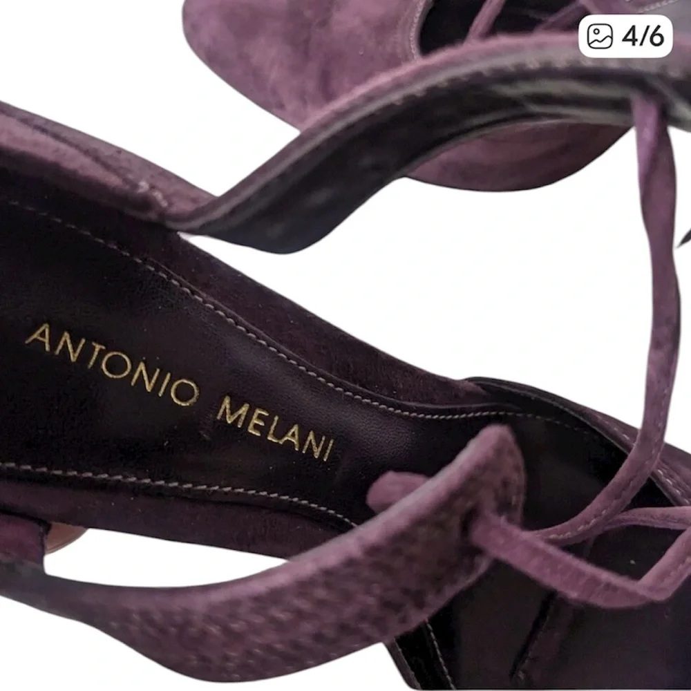 ANTONIO MELANI Purple Suede Heels w/ ankle ties